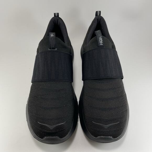 Hoka One One Hupana Slip On Sneakers Mens Size 11.5 Triple Black Athletic Knit - Picture 9 of 9